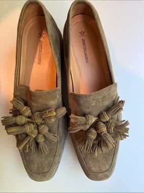 Johnson and Murphy Gracelyn suede tassel loafers-Olive size 9M